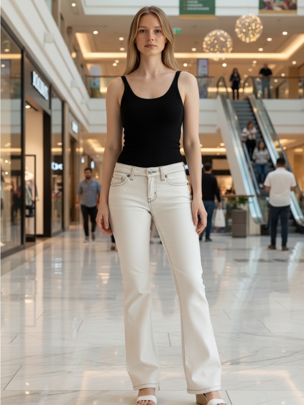 Miss Me Cream Flare Jeans - High-Rise Wide Leg